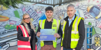 Katrina Zamaiza Miguel Martino Eamonn Pidgeon launching KMK Metals Recycling’s first Sustainability Report