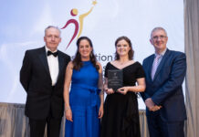 L-R Jim Copeland, Angela Guillemet, awards judge, Aoife Kinsella O'Reilly and Martin Markey accepting the award on the evening