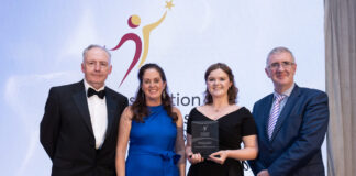 L-R Jim Copeland, Angela Guillemet, awards judge, Aoife Kinsella O'Reilly and Martin Markey accepting the award on the evening