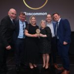 Patrick Atkinson, Chief Executive Officer of Chadwicks Group, the Chadwicks Roscommon team, winners of Chadwicks Branch of the Year, and Mark O’Reilly from Gyproc, sponsors of this year’s award.